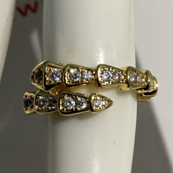 18k Gold Plated  Serpentine Snake Cz Diamond Pave Ring - Picture 16 of 16